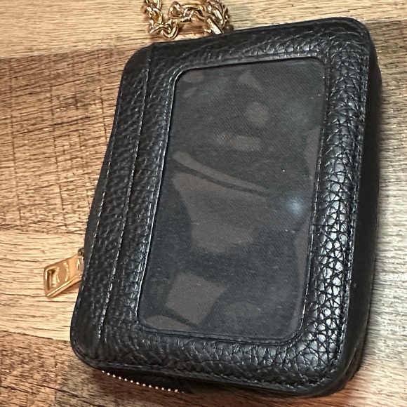Coach Black Textured Card Holder with Gold Chain - Picture 5 of 10